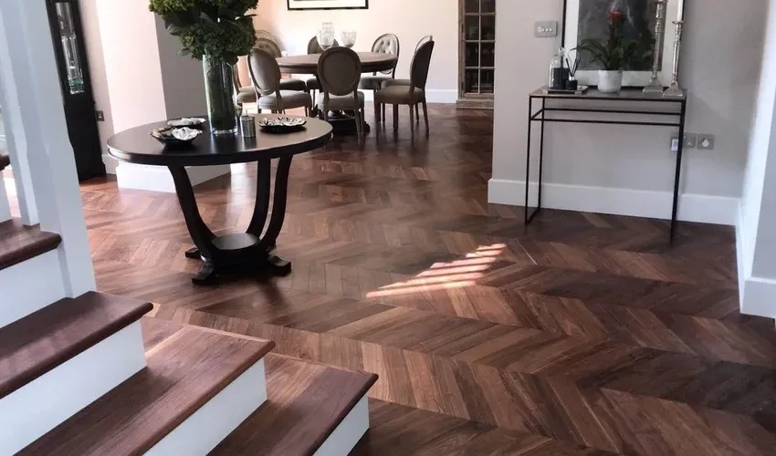 Walnut parquet flooring highlights
